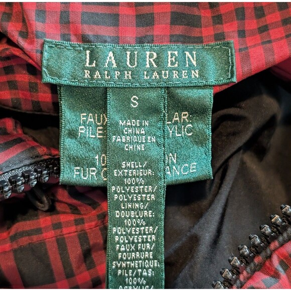 Lauren Ralph Lauren Size S Puffer Vest Buffalo Plaid Full Zipper Pockets *Read - Picture 8 of 12